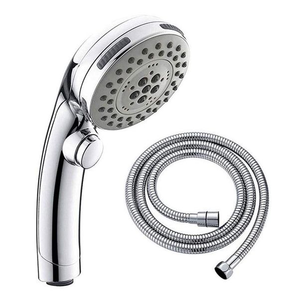 

handheld shower head high pressure chrome 5 spary setting with on/off pause switch water saving adjustable spa detachable bathroom sets