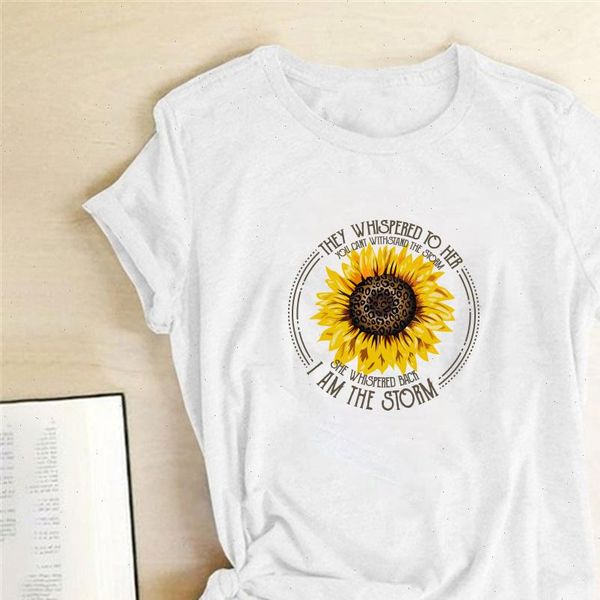 

sunflower printing women t shirt shirts summer short sleeve for fashion graphic aesthetic camisetas de mujer, White