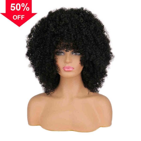 

wig female short hair wig small chemical fiber curly ffy, Black