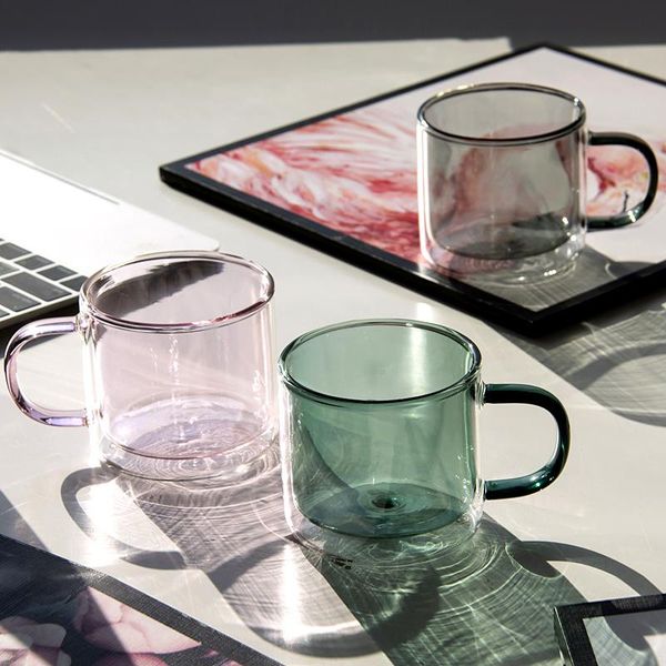 

wine glasses double wall glass cup heat-resistant coffee handmade healthy crystal transparent mugs drinkware couple gifts