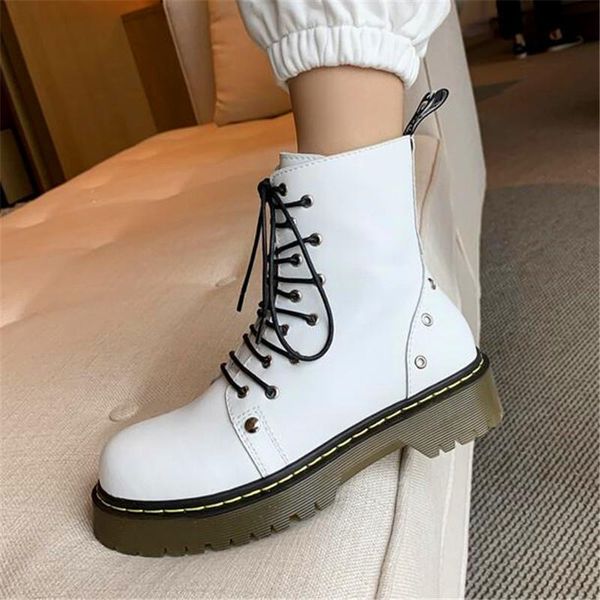 

boots women's high-heeled increase thick-soled lace-up black and white short winter
