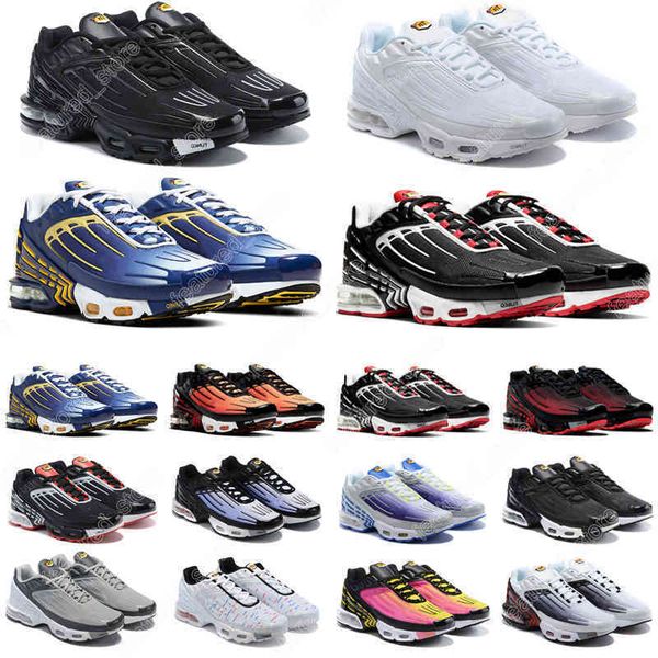 

36-45 r tn plus 3 running shoes mens trainers chaussures triple black deep royal red spider silver white bred smoke grey outdoor
