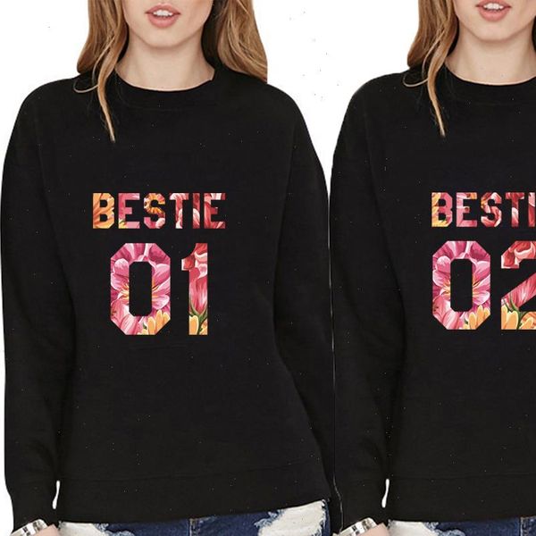 

harajuku women womens hoodie friend hoodies streetwear pullover 01 02 bff sister, Black