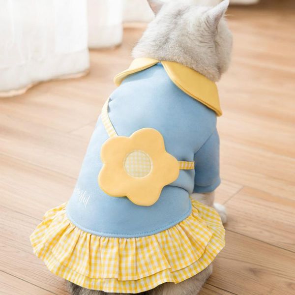 

pet dog clothes cartoon clothings dogs skirt super small clothing cute fun sunflower carrot print spring autumn blue ropa perro apparel