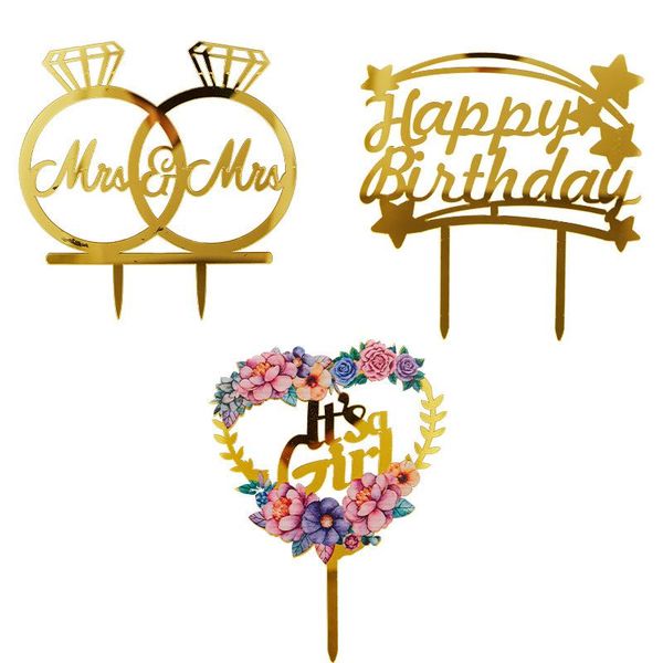 

other event & party supplies happy anniversary cake er gold silver acrylic wedding ers for valentine's day baking decoration gift