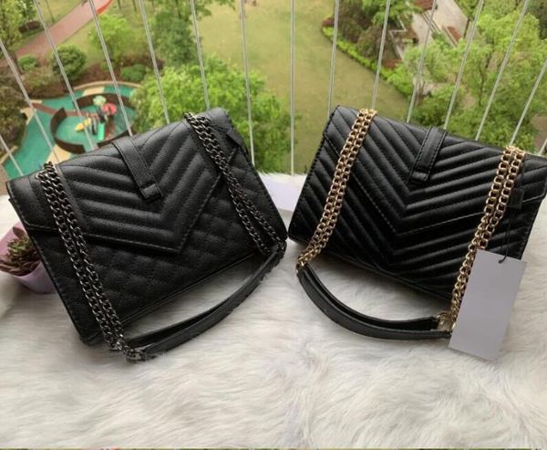 

2 colors women shoulder bag black and gold chain bags crossbody pure color handbag messenger tote purse wallet