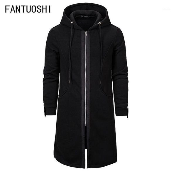 

men's jackets jacket casual fashion slim hooded long solid color zip cotton clothing black xxl, Black;brown