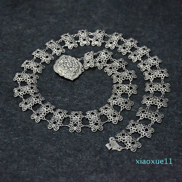 

women's metal hollow chain coin iron waist chain, Black;brown