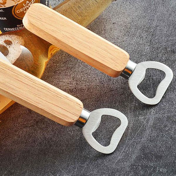 Creative Wooden Handle Aço Inoxidável Apertadores de Garrafas de Cerveja Bebidas Casa Party Bar KTV Cozinha Suprimentos para Homens ao ar livre