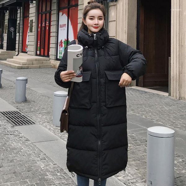 

women's down & parkas 2021 oversized loose winter jacket women hooded padded long female coat ladies warm solid parka parkas1, Black