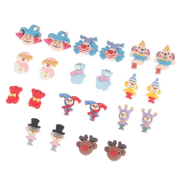 

dangle & chandelier 1pair women drop earring cartoon cute circus clown and animal flatback resin candy color kids gifts, Silver
