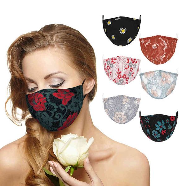 

washable and reusable adjustable ear cotton lace dust mask can insert pm2.5 filter