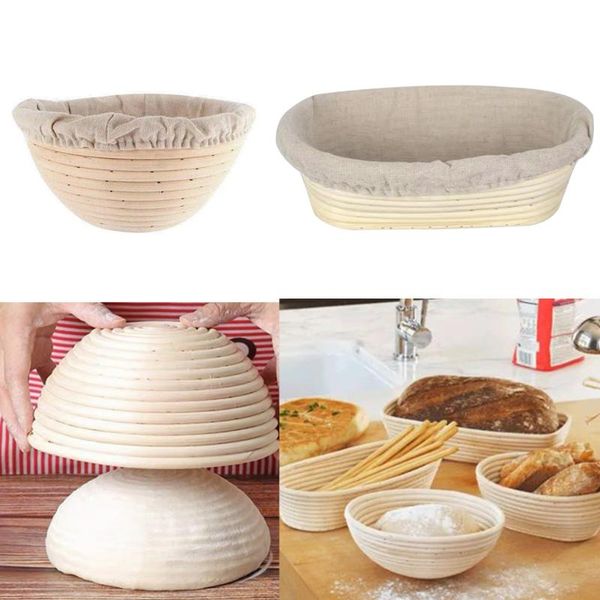 

storage baskets fermentation rattan woven dough basket cloth cover baking bread baguette proofing proving outdoor picnic