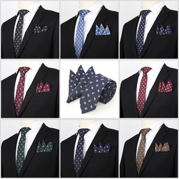 

neck ties 6.5cm men's jacquard tie set classic handkerchief business wedding skinny formal dress necktie chest towel male cravat, Blue;purple