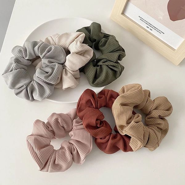 

simple solid color headdress stripe elastic rubber band hair band ponytail holder hair rope female fashion hair accessories, Pink