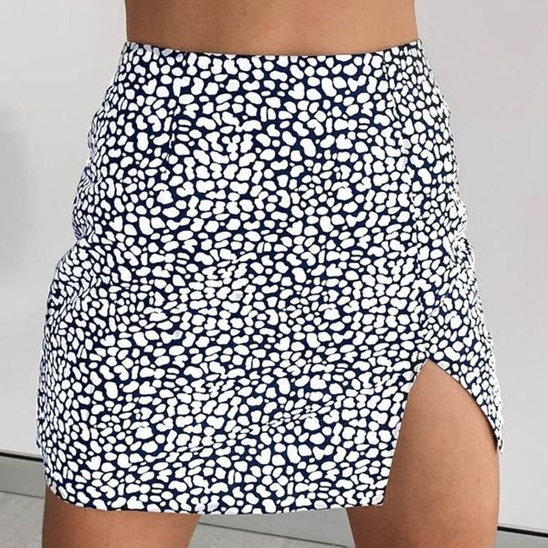 

skirts fashion women casual print a-line slitting slimming short skirt high waist split office pencil, Black