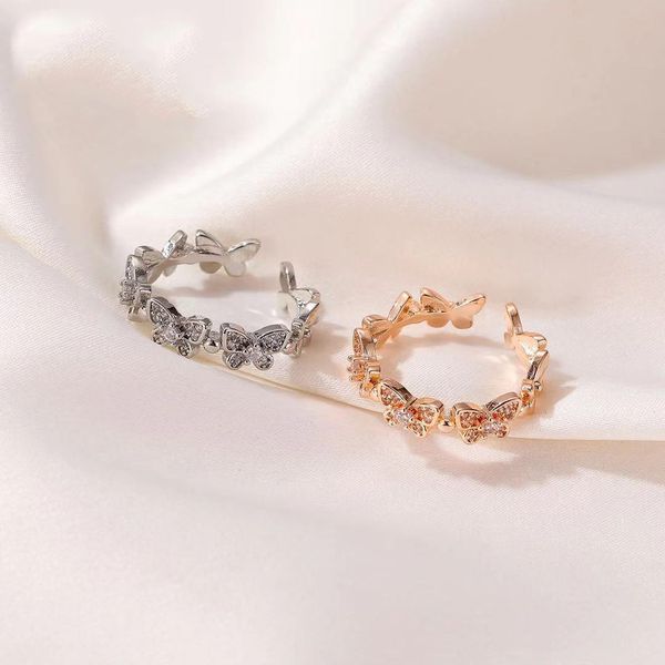 

new fashion silver color dancing moving butterfly ring dainty insect minimalist rings for women girls french jewlery 2021 trend