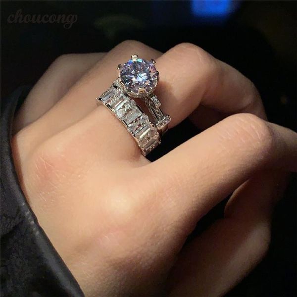 

wedding rings choucong lady crown promise ring set 5a zircon cz 925 sterling silver engagement band for women party jewelry gift, Slivery;golden