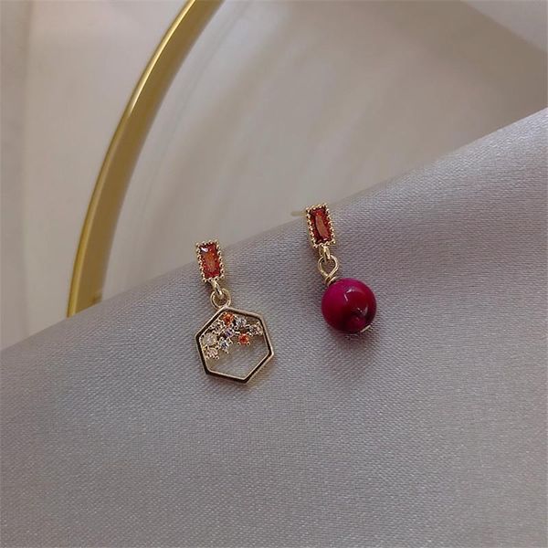 

hoop & huggie korean style irregular geometric drop earrings for women girls wedding party jewelry accessories round gifts, Golden;silver