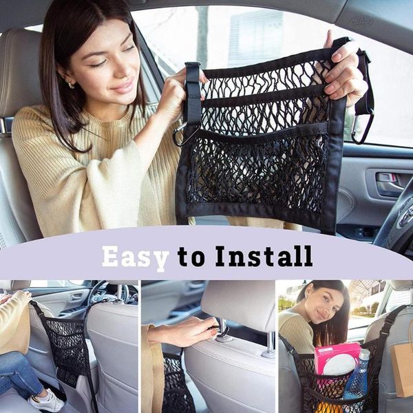 

car organizer purse net handbag holder between seats back bag auto pocket cargo storage for interior 65*25*1 cm