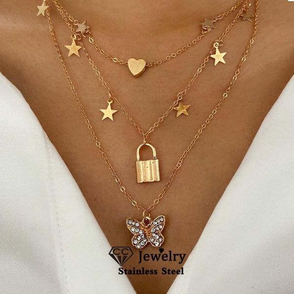 

chains butterfly shape necklace women accessory multilevel chain pendant choker temperament torque fashion jewelry party sale yh545, Silver