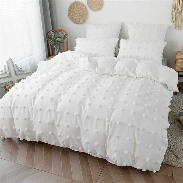 Estilo nórdico conjuntos de cama moderna tampa minimalista de colcha de cor sólida tampas de edredão pillowase pelúcia flor de casal (sem folhas) 211007