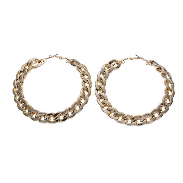 

shy 80mm large circle chain link statement earring punk cuba hoop earrings, Silver