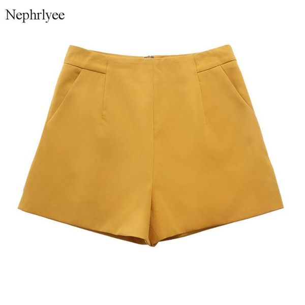 

summer high waist shorts fashion women's casual loose a-line short pocket zipper girls sht142, White;black