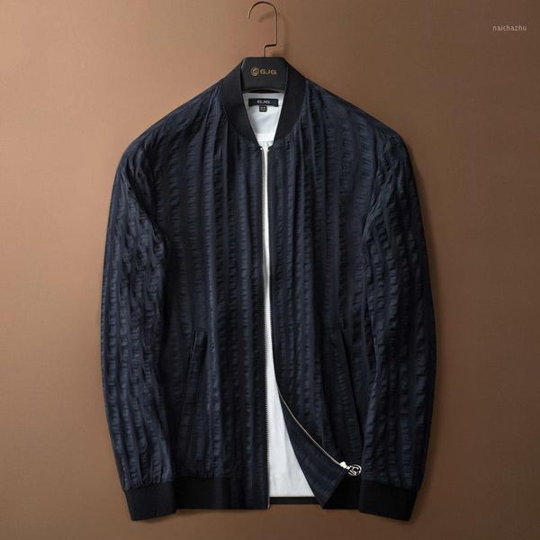 

men's jackets spring stand collar jacket young fashion casual light coat baseball stripe wear, Black;brown