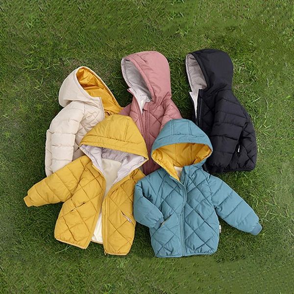 

jackets winter girls boys keep warm thickening comfortable kids jacket solid hooded casual coat 2-7 years clothes, Blue;gray