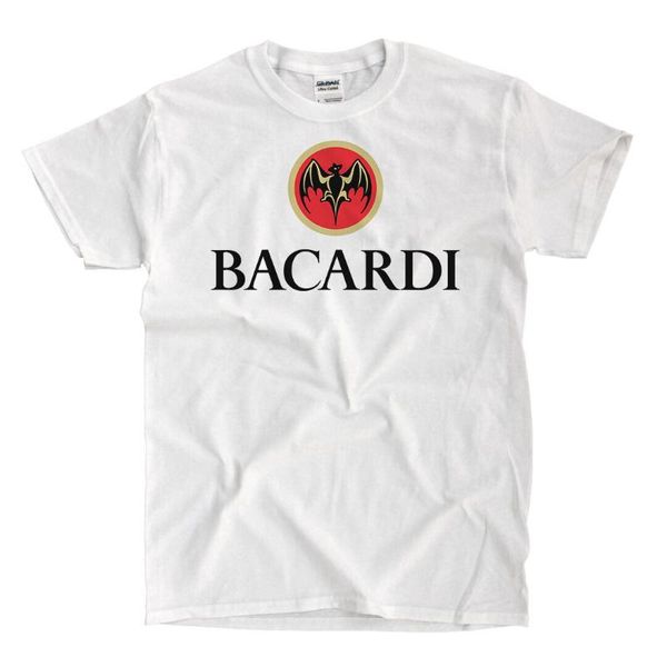 

men's t-shirts bacardi rum logo white t-shirt - ships fast, White;black