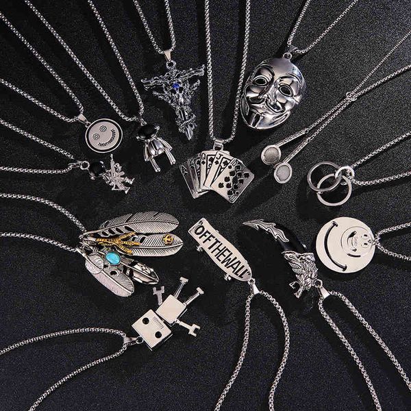 

necklace men's hip hop pendant in street bungee student accessories woman, Silver