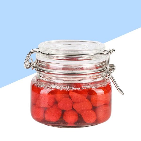 

storage bottles & jars 500ml clear square glass container with stainless steel buckle for sealing