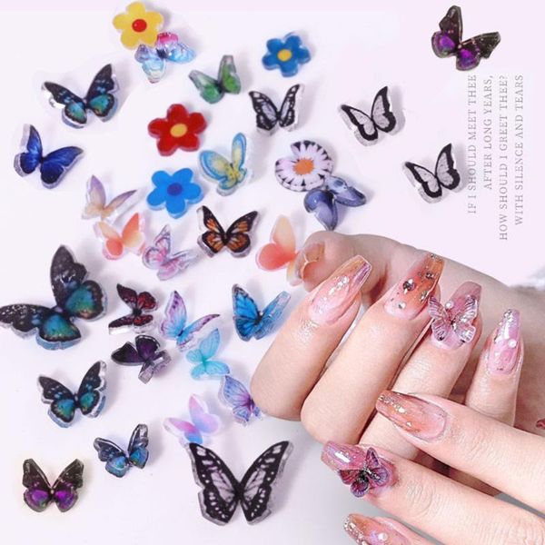 

mini butterfly nail decals and stickers flower blue colorful water tattoo for manicures diy art slider decoration1, Black