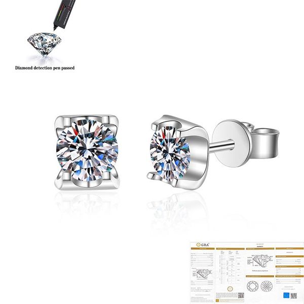 

stud .5/1 carat d color moissanite bridal earrings 100% 925 sterling silver sparkling engagement party fine jewelry, Golden;silver