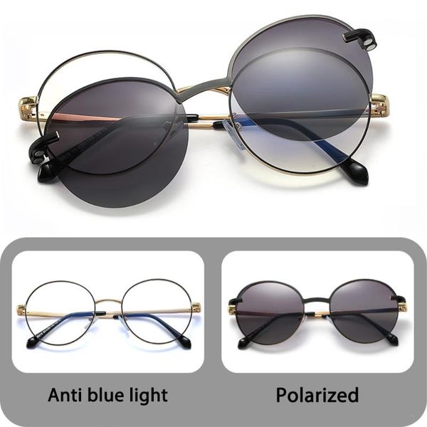 

sunglasses 80553 metal anti blue light spectacle frame magnetic polarization men women optical fashion computer eyeglasses, White;black
