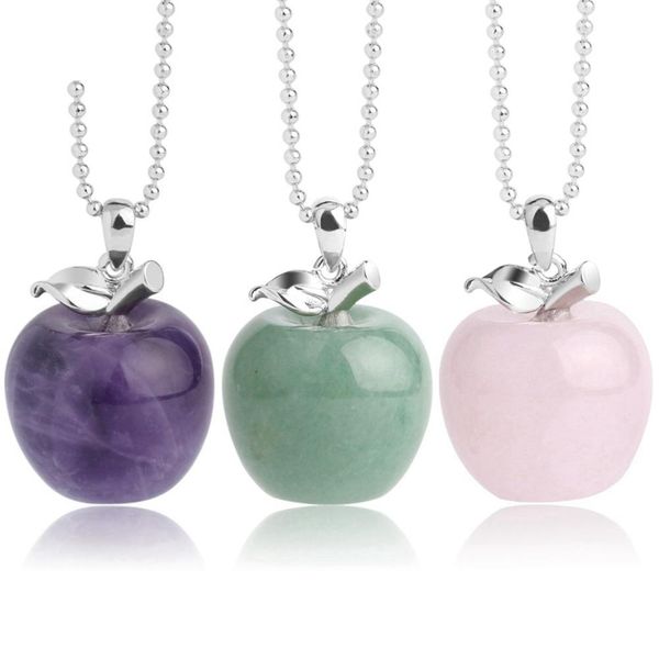 

23*20*20mm natural crystal apple pendant with 50cm chains summer alloy necklace women's european and american jewelry accessories whole, Silver