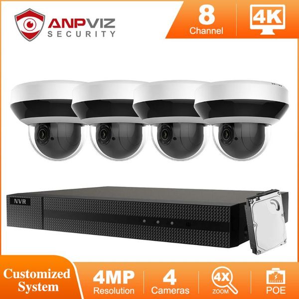 

hikvision oem 8ch 4k nvr anpviz 4mp 4x zoom ip ptz camera surveillance system outdoor/indoor 4pcs security kit cctv wireless kits