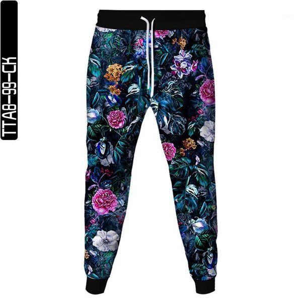 

men's casual pants 3d printing flower sports trousers fashion men and women harajuku loose clothes s-6xl, Black