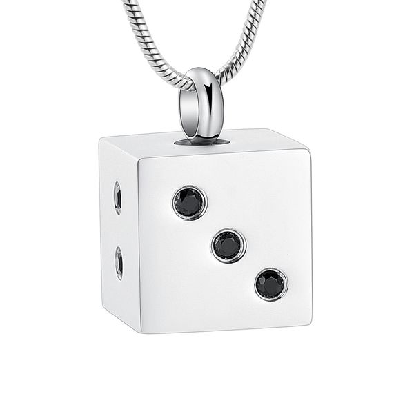 

stainless steel square dice cremation pendant necklace, ashes pendants can be wholesale, souvenirs to commemorate the dead family or pets wi, Silver