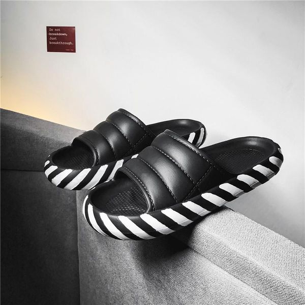 

summer men slippers indoor thick bottom antiskid home couples casual sandals fashion tide beach flip flops man, Black