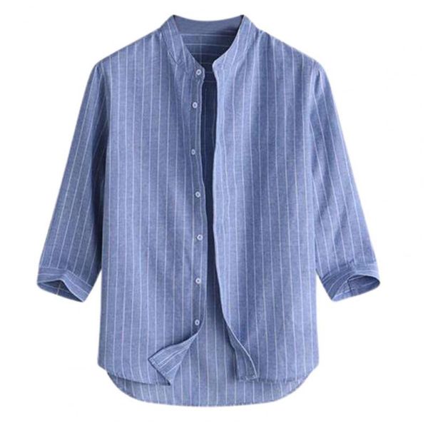 

men's casual shirts summer ~3xl striped dress shirt stand collar regular fit anti-wrinkle pocket male social, White;black