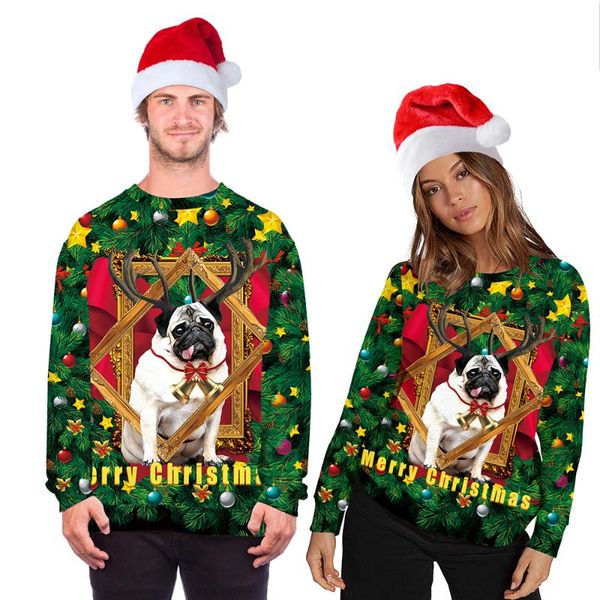 

men's sweaters funny cute dog animal cartoon print man christmas 2021 autumn winter couples jumper casual o neck pullovers xmas gifts, White;black