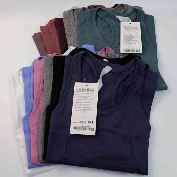 

yoga outfit fitness supplies lulu strakke yoga shirt mouw vrouwen gym fitness sportkleding vest workout sport t-shirts, White;red