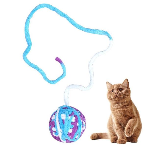 

cat toys toy ball kitten teaser wool pompom pet scratching interactive funny play with bell