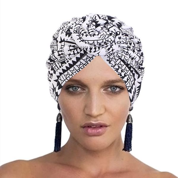 

ethnic clothing african pattern ladies turban cap donut knot hat muslim women headscarf bonnet islamic head wraps turbante mujer, Red
