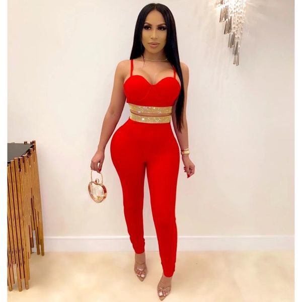 

women's jumpsuits & rompers 2021 women red black blue green two piece v-neck jumpsuit elegant bodycon celebrity evening party bandage, Black;white