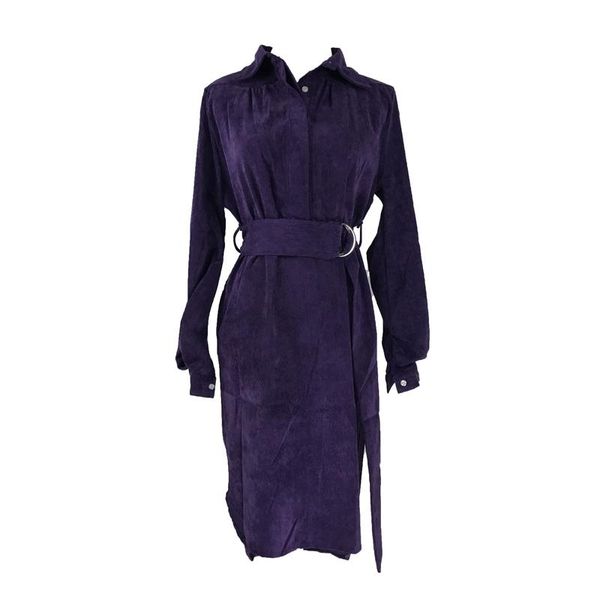 

casual dresses perhaps u khaki purple turn down collar corduroy long sleeve sash knee length dress elegant winter autumn fall d0860, Black;gray