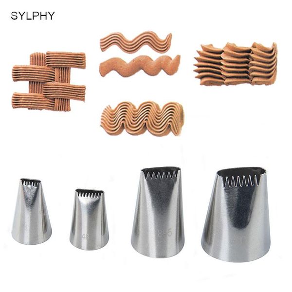 

cake tools #47#48#895#1d 4pcs stainless steel piping icing nozzle for cream metal accessories pastry weave decoration tips