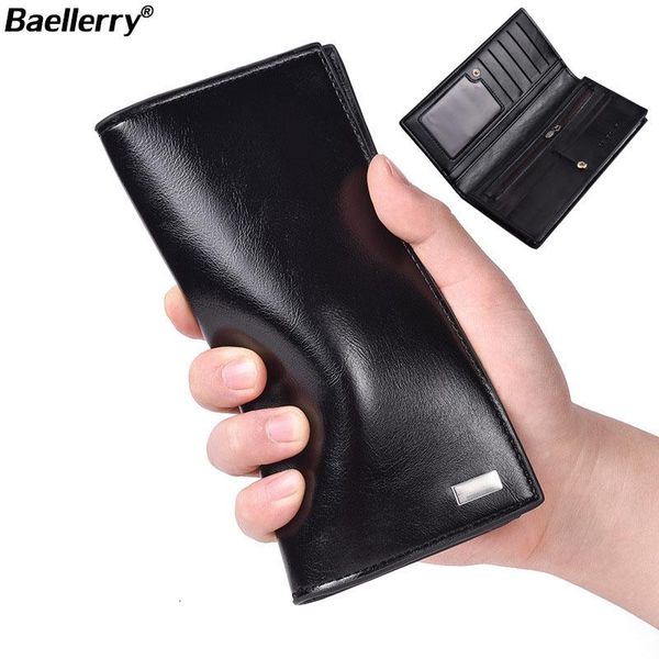 

wallets baellerry wallet men's pu leather business card holder long zipper large capacity coin pocket clutch male, Red;black
